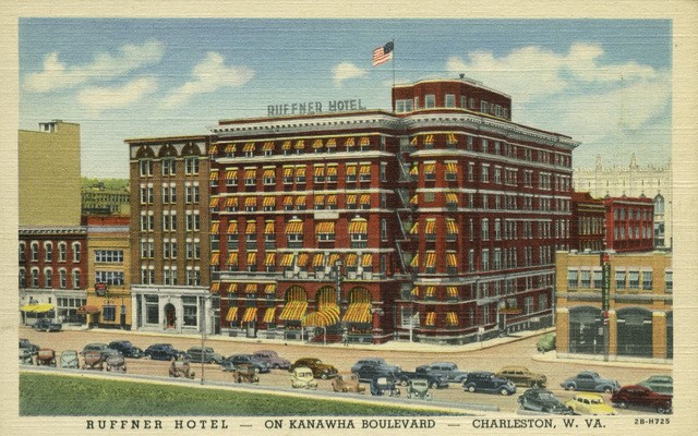 A 20th-century view of the Ruffner Hotel. Note that many of the Victorian flourishes are gone, replaced by a more modern silhouette.