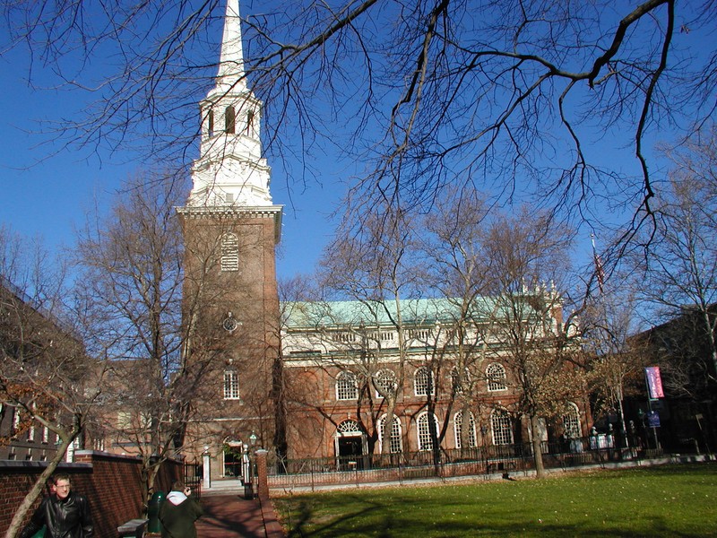 A view of Christ Church and its iconic spire which was the tallest structure in North America from 1754-1810.  