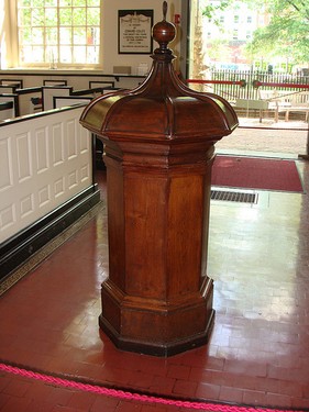The 14th century baptismal font used to baptize William Penn.