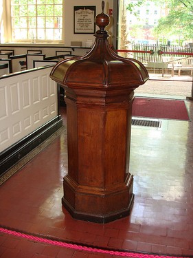 The 14th century baptismal font used to baptize William Penn.  