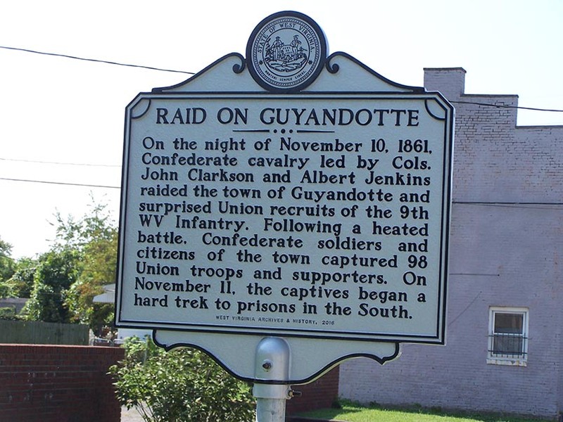 Historical marker for the Raid on Guyandotte 