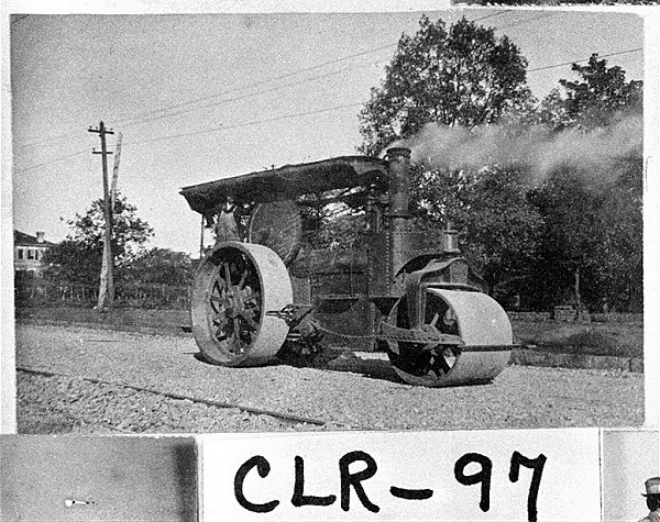 Photograph of rock crusher (or steam roller) at the Athens Rock Quarry, Athens, Clarke County, Georgia 1900.