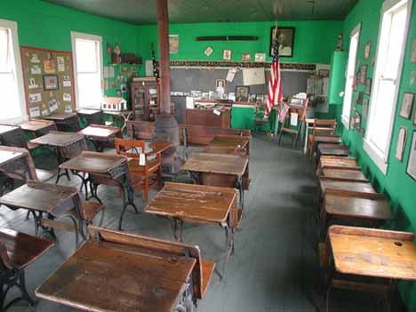 The one room school was moved two miles to the museum complex