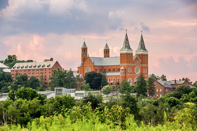 Saint Vincent Basilica rises from the beautiful Pennsylvania landscape. Photo by Saint Vincent College.