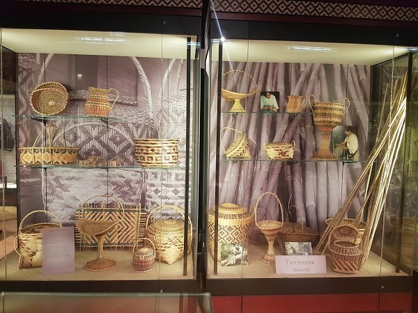 The museum features many artifacts and items on display including these baskets.