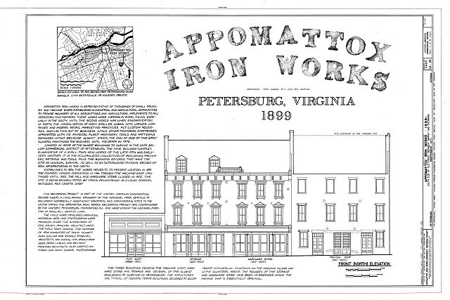 The Historic American Buildings Survey (HABS) documents places like Appomattox Iron Works with scale drawings and photographs as a form of preservation. 