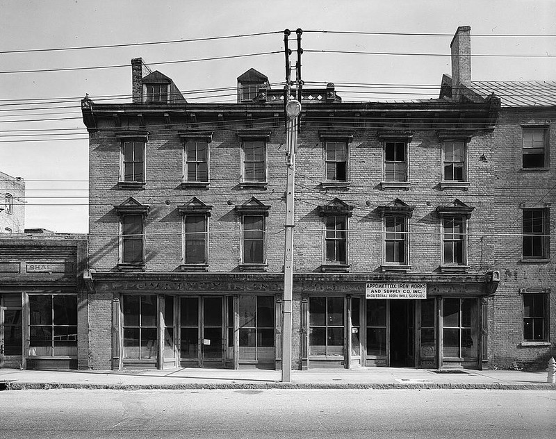 Appomattox Iron Works buildings that served as storage and a hardware store. Photo by HABS.