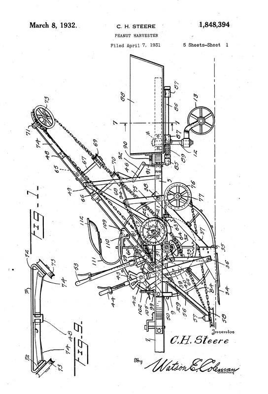 The 1934 peanut harvester patented by Charles Steere.