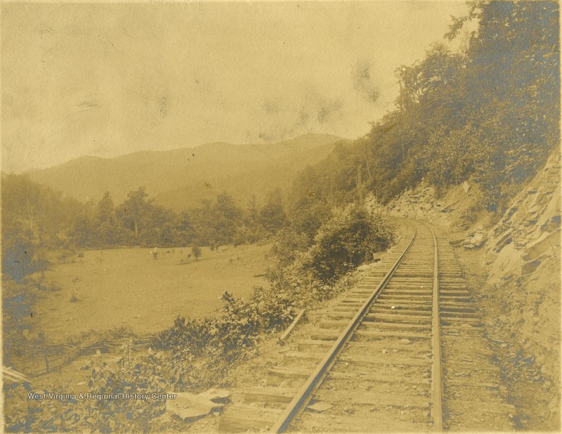 West Virginia Midland Railroad along Grassy Creek in the area of Diana, 1908.