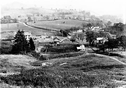 View of the Haywood Junction  from the hill behind the camp