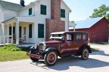 A 1927 Nash sedan on display at the farmhouse