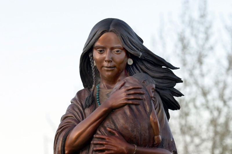 Her name was translated to "Bird Women". 

"Sacagawea cast in bronze near Salmon, Idaho. Photograph by Jim Foster."