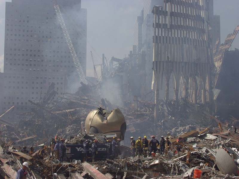 The Sphere was badly damaged by the September 11th attack. Its reconstruction and rededication became a symbol of hope. 