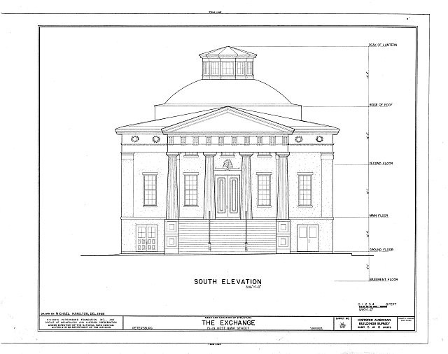 The Historic American Buildings Survey (HABS) documents architectural measurements, as shown here in this drawing.