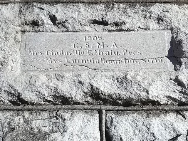 Close-up of committee's memorial's date block.