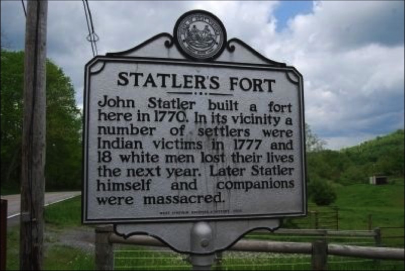 Statler's Fort Historical Marker near Blacksville, West Virginia, in Monongalia County. The marker is on Mason Dixon Highway / WV 7,  0.4 miles west of Mooresville Road. 39° 42.761′ N, 80° 8.261′ W
