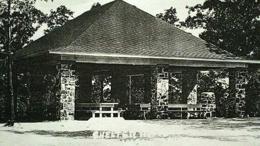 WPA-built field rock picnic shelter in Municipal Park.