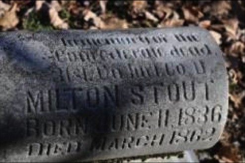 A gravestone at the cemetery of Camp Allegheny