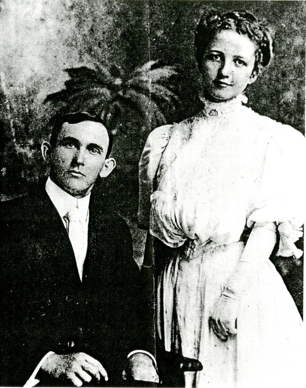 Dr. Byrd and Lula McMullen, circa 1912. Dr. Bryd McMullen, son of Bethel McMullen and grandson of James Paramore and Elizabeth Campbell McMullen, became the second superintendent of the Sunday school at Green Springs Episcopal Church South (now known as the Safety Harbor Church) when the first superintendent, Odett William Booth, stepped down, around 1911. 