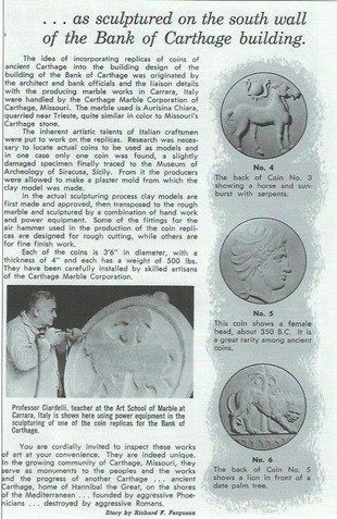 Second page about the coin sculptures on the building written by Richard Ferguson.