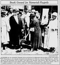This is photograph of the groundbreaking ceremony for the World War I Memorial Flagpole on