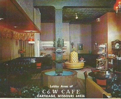 Interior of the restaurant, mid-1960s, from brochure above.