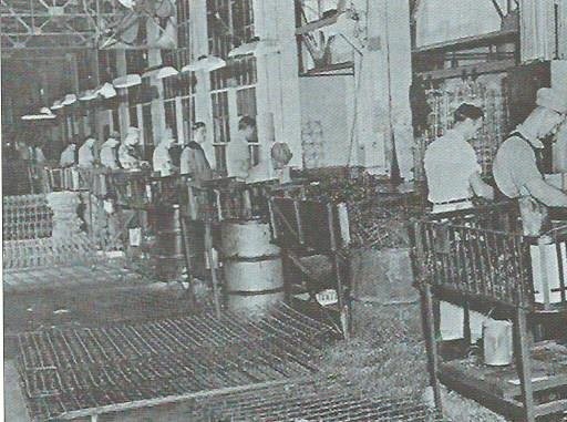 Interior of Steadley factory, circa 1950s, as taken from a company brochure from the Powers Museum archival collection.