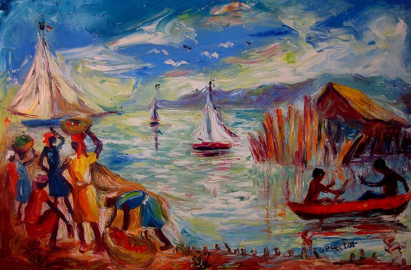 Le Musee often displays various forms of f.p.c art, such as this work by a Haitian artist.