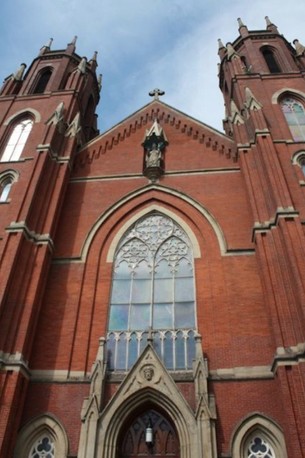 A closeup photo of the church today