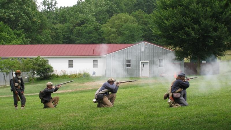 Men reenacting the battle in 2009, which marked the 145th Park Anniversary 