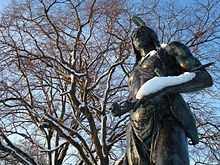 Statue of Wampanoag tribe leader, Massasoit, located in Plymouth Rock, Massachusetts.
