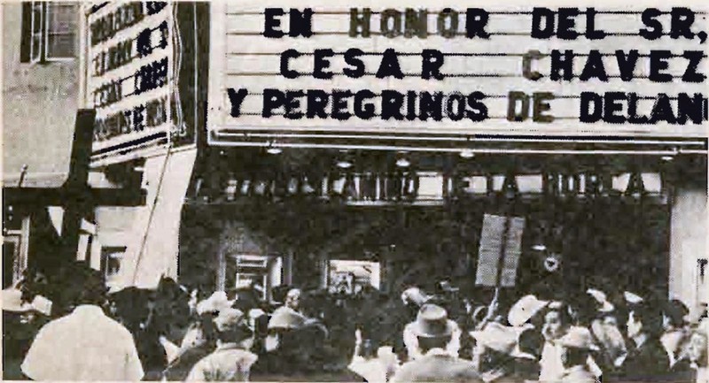 The National Farm Workers Association rally at the Azteca