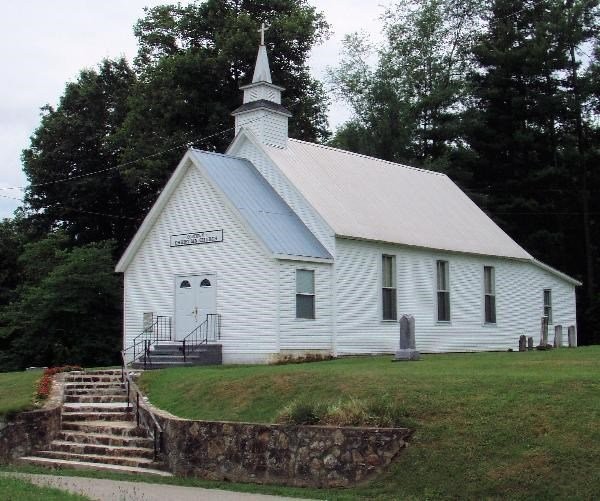 Oldtown Christian Church, home of Oldtown Cemetery and the salt kettle memorial.