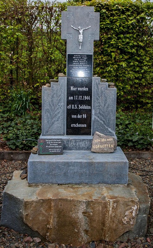 Current memorial in Wereth, Belgium dedicated to Aubrey Stewart and the Wereth 11
