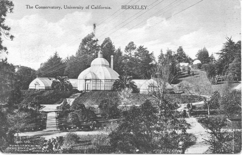 The glasshouse-style conservatory at the University of California Botanical Garden at Berkeley (1894), modeled after the Crystal Palace in London, England