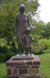 Statue of Pearl commemorating her founding of the Welcome House - an adoption agency specifically designed to provide homes for mixed-race children. The agency is still operating to this day. 
