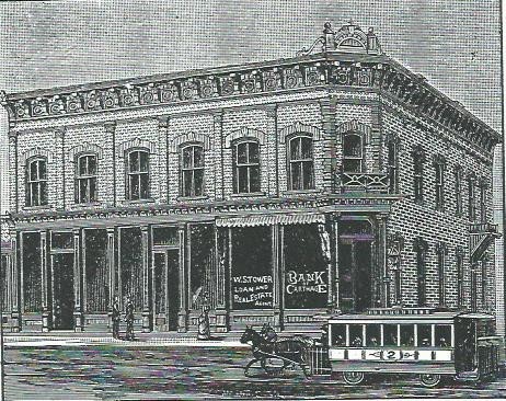 Bank of Carthage illustration from 1888 Carthage City Directory before third floor added and first floor was remodeled in 1890. 