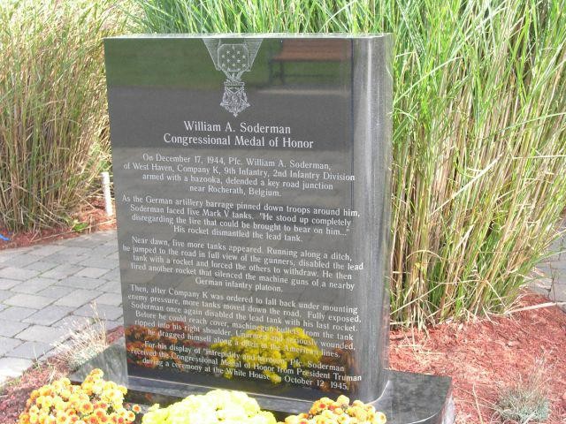 Veteran Walk of Honor dedicated in May 2008 a granite memorial was dedicated in honor of Army Pfc. William A. Soderman who during World War II.