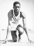 Mack Robinson prepares to run in the 1936 Berlin games against track star Jesse Owens. 