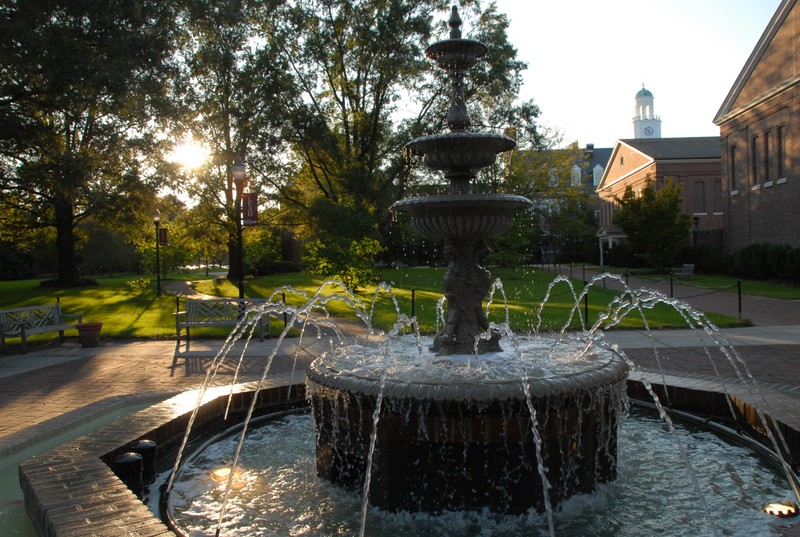 Fulton Hall fountain, 2009