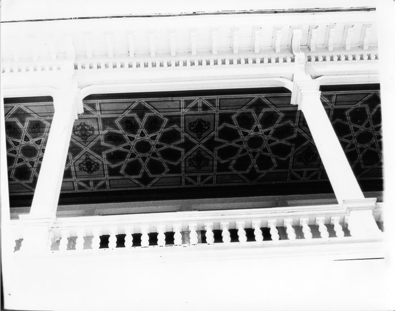 View of the Patterning of the Ceiling of the Porch of the Charles E. Tilton Mansion by Allan and Celia Willis in January of 1981