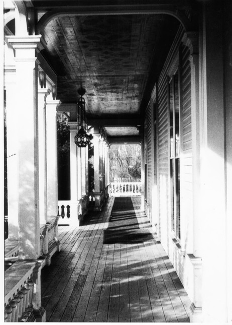 View of the Porch of the Charles E. Tilton Mansion by Allan and Celia Willis in January of 1981 