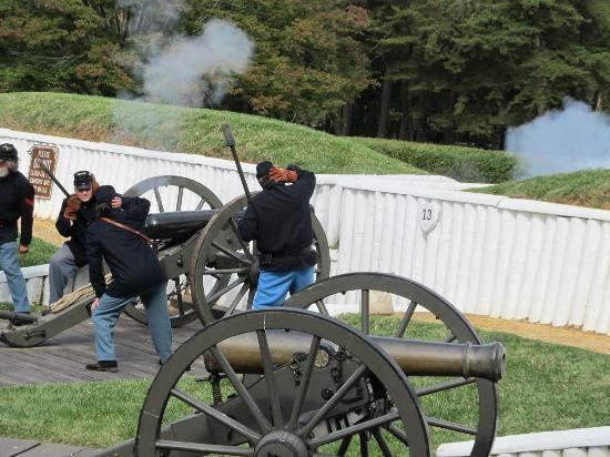 A demonstration of artillery firing at Ford Ward Museum