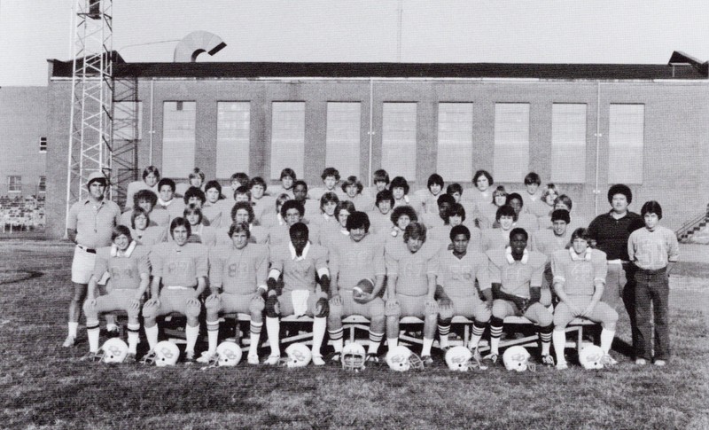 The South Charleston Junior High Golden Cubs football team. Note the lighting tower in the background--six such towers were Oakes Field's first major upgrade. Courtesy of South Charleston Museum.