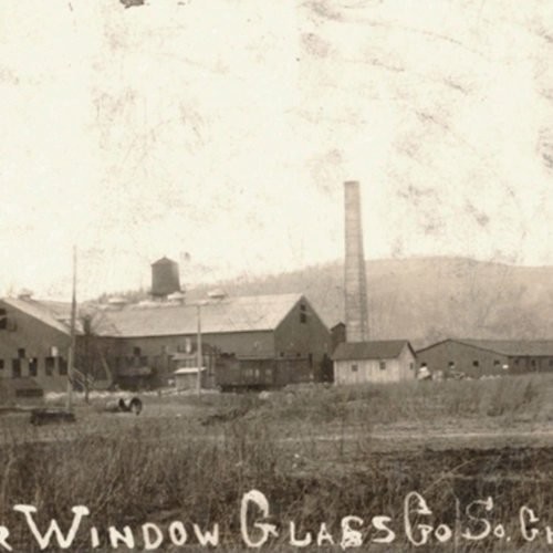 Photos of the Banner Glass Company depict the second factory--the first having burned down after only a day of operation in 1907. 