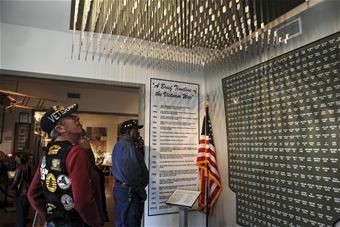 A display of dogtags from soldiers, one of many exhibits at the museum