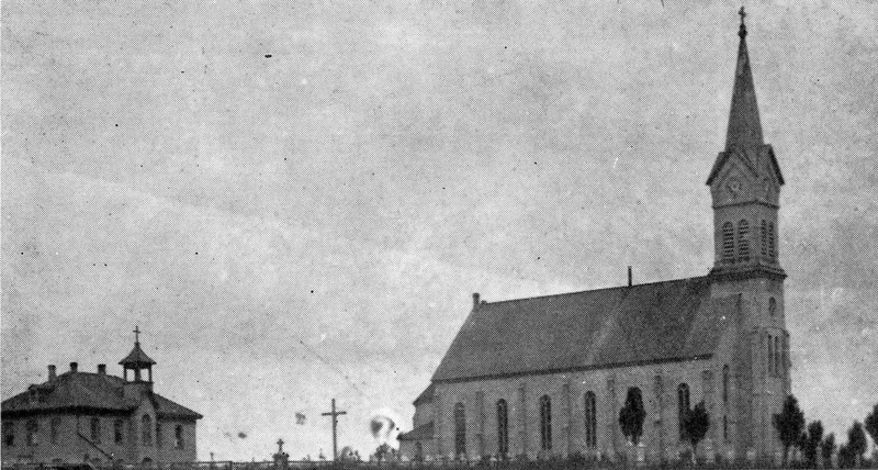 St. Mary of the Visitation church and rectory prior to the 1907 fire.