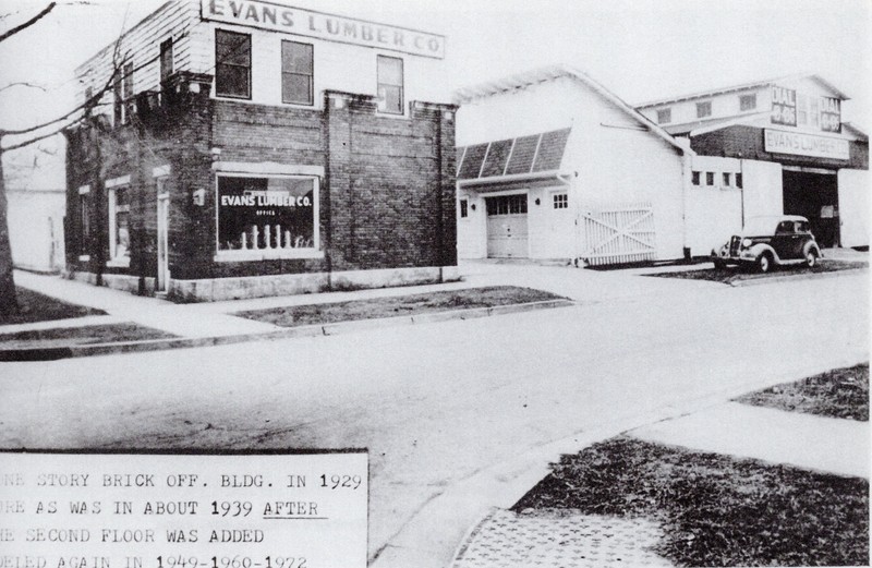 Evans Lumber in 1939. The second floor was then a recent addition, modifying the original Superior Lumber and Supply building. Further remodels would take place in 1949, 1960, and 1972.