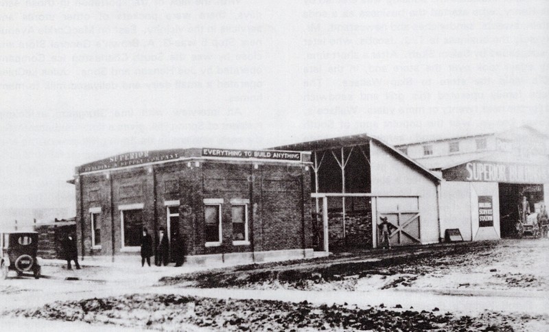 The original Superior Lumber building in 1929. It had been vacant for some time when Evans and his partners purchased it that year. A second story was added the following decade (see 1939 photo above).