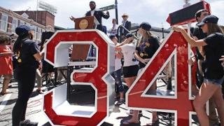 The dedication of David Ortiz's retired numbers monument on David Ortiz Drive